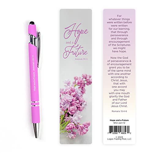 Logos Trading Post Hope and A Future Bible Verse Pen with Bookmark - color: Light Pink
