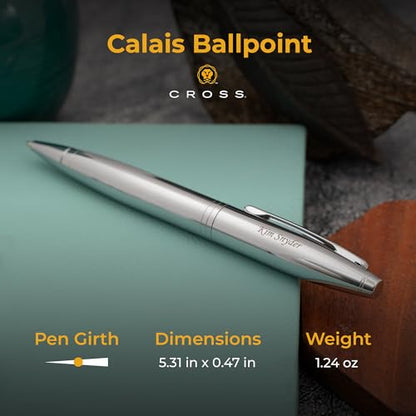 Cross Calais Personalized Twist Action Ballpoint Pen in Chrome Finish - color: Lustrous Chrome