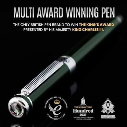 Scriveiner British Racing Green Rollerball - Stunning Luxury Pen With Chrome Finish, Schmidt Ink Refill, Best Roller Ball Pen Gift Set for Men & Women, Professional, Executive Office, Nice Pens - color: 12. British Racing Green with Chrome