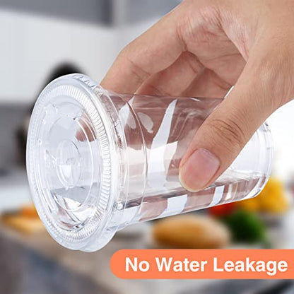 SHOPDAY Disposable Plastic Cups with Lids 8 oz Clear Plastic Cups 50 Pack, Cold Drink Containers Party Cups for Beverage Coffee Soda Juice Smoothie - size: 50 Count (Pack of 1)