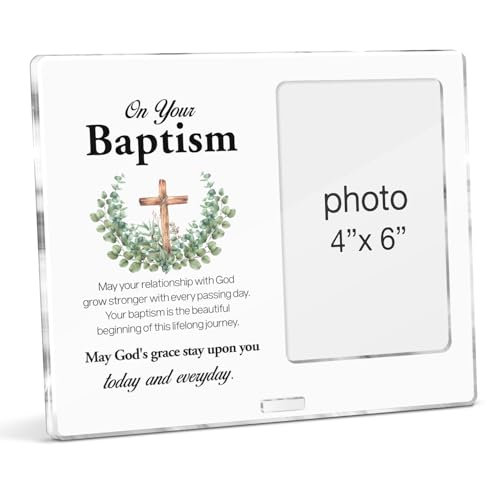 Baptism Picture Frame Christian Baptism Gifts for Boys Girls Son Daughter Godchild, Catholic Baby Baptismal Gift Acrylic Photo Frames 4 x 6 Inches Photo - color: Baptism- F