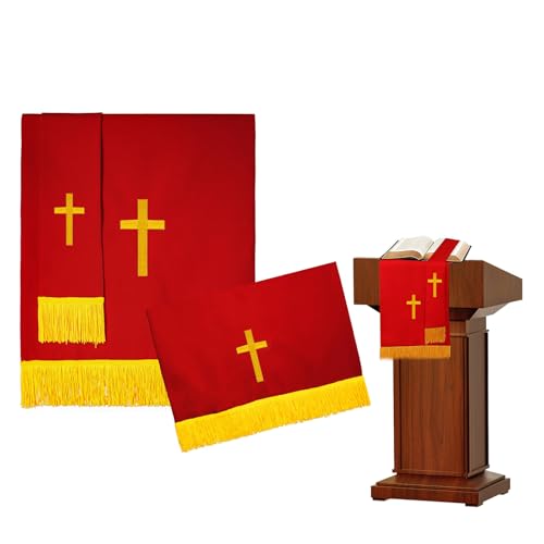 3-Piece Church Parament Set - color: Red and White