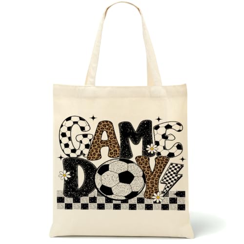 Faith Canvas Tote Bag, Christian Gifts for Women Mama Sister Inspirational Bible Verse Birthday Christmas - color: Soccer 875