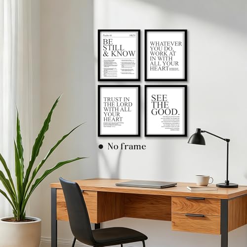 WEFKODO Bible Verse Christian Office Pictures Wall Decor Posters Prints - color: be still