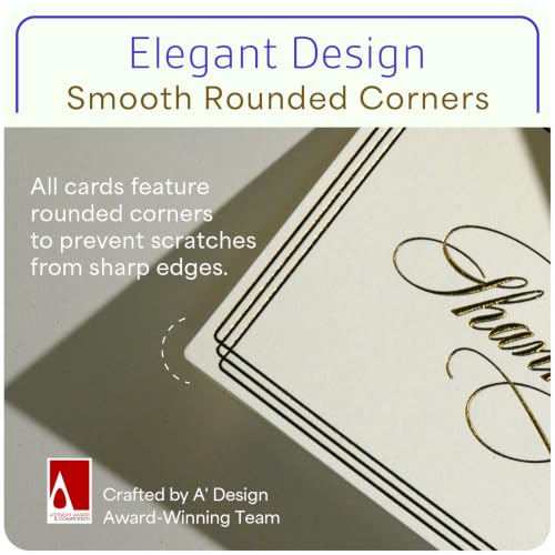 ukee's Elegant Thank You Cards, Gold Foil, 100 Cards with Envelopes