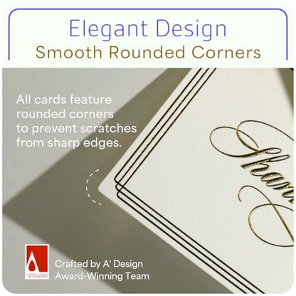 ukee's Elegant Thank You Cards, Gold Foil, 100 Cards with Envelopes