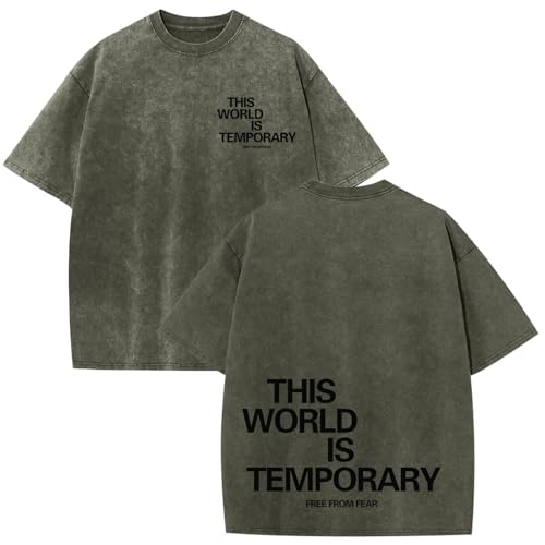 Wrenpies Christian Bible Verse Shirts for Men Jesus Faith God Religious Tshirt Vintage Oversized Graphic Acid Wash Tees Tops - color: Army Green, size: X-Large
