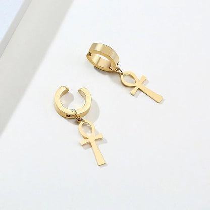 14K Yellow Gold Ankh Earrings For Women Men, The Key Of The Nile Ankh Pendant Symbol Sterling Silver Egyptian Jewelry For Men, Ankh Cross Drop Earrings Women Dangle Earrings Amulet Crucifix Egyptian Earrings For Women, Ankh Necklace Women - color: Ankh Ea