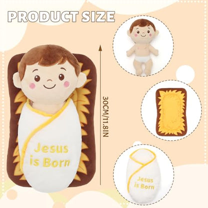 Baby Jesus Plush Doll, 12" Nativity Manger Scene Stuffed Religious Toy - color: 12inch/Baby Jesus for Nativity Scene