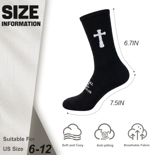 3 Pairs Unisex Cross Socks,Gifts for Christian: Easter Christmas - color: Matthew 19:26 - Black