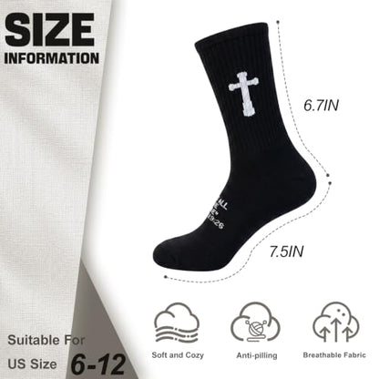 3 Pairs Unisex Cross Socks,Gifts for Christian: Easter Christmas - color: Matthew 19:26 - Black