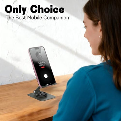 Metal Cell Phone Stand for Desk, Multi-Angel Adjustable 360° Rotation Non-Slip and Foldable Mobile Phone Stand, Compatible with iPhone 18/17 Series and All Smartphones, Purple - color: Purple