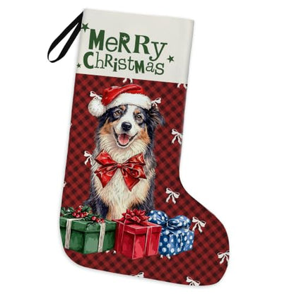 Australian Shepherd Red Buffalo Plaid Christmas Stockings 16 Inch - color: Christmas10