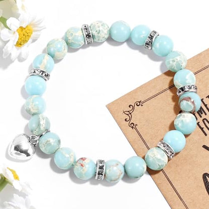VIBILIA Cross Beaded Bracelets for Women, Birthday Gifts - color: A 2. Heart - Agalmatolite