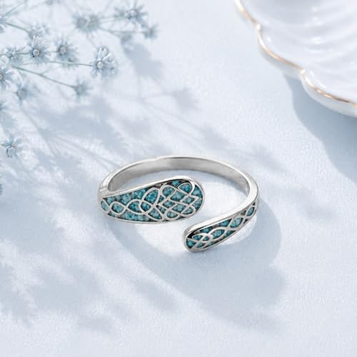 Turquoise Spoon Rings Sterling Silver Spoon Jewelry Gift For Women - color: Celtic Knot