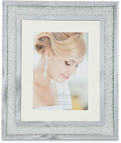 Pavilion Gift Company Glorious Occasions Crystal Wedding Picture Frame, 5" x 7", White - color: White