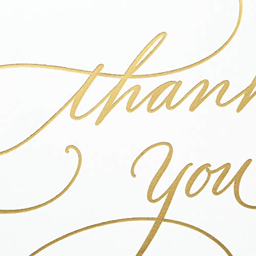 Hallmark Thank You Cards,Gold Foil Script (100 Thank You Notes with Envelopes) for Wedding,Baby Shower,Bridal Shower,Graduation,(Pack of 12) - size: 5.2 x 3.75 inch (Pack of 12)