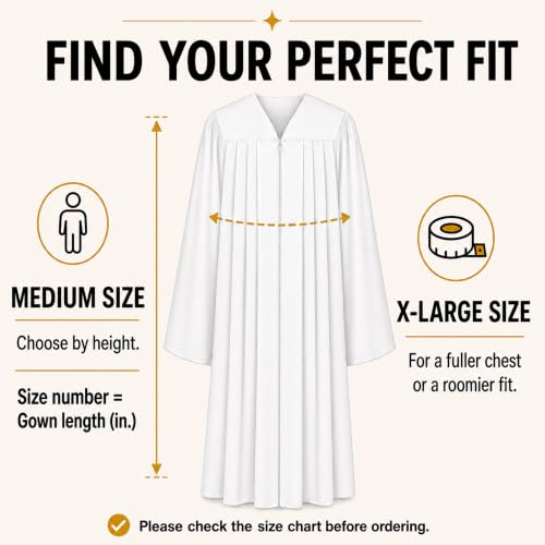 Happy Secret Adult Matte Choir Robe for Church, Graduation and Ceremonies - color: Black, size: 42FF(4'9"-4'11")