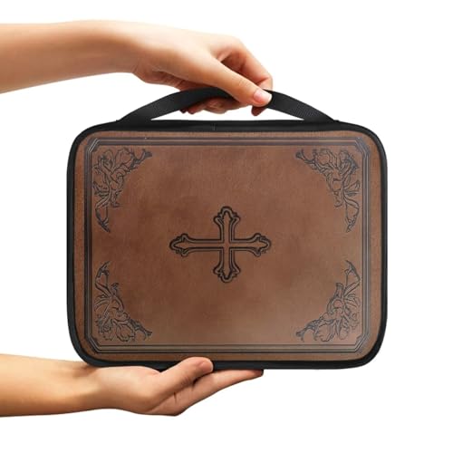 Cross Design Bible Cover for Women Men with Handle Portable Book Carrying Cases Church Bag - color: Cross