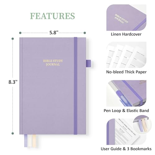 Bible Study Journal & Notebook for Women and Men, 5.8" x 8.3" - color: Purple, size: A5 ( 5.8" x 8.3" )