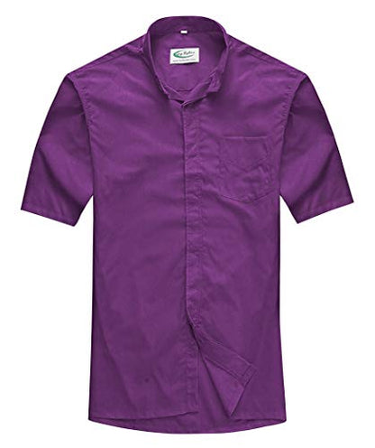 IvyRobes Men's Short Sleeves Tab Collar Clergy Shirt- Black White Purple - color: Purple, size: 3X-Large