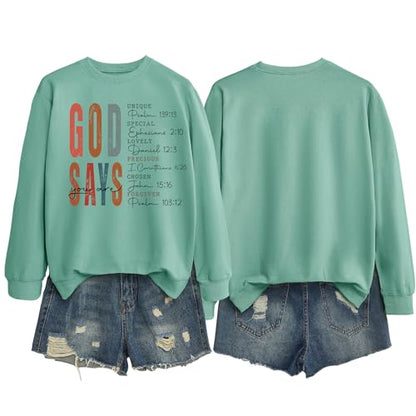 Faith Sweatshirts for Women Christian Jesus God Graphic Sweatshirt - color: Blue, size: X-Large