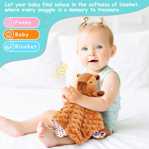 Loveys for Babies, Brown Capybara Baby Security Blankets - color: Brown Capybara