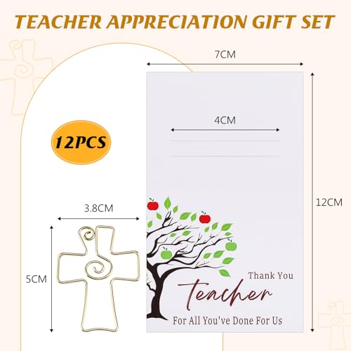 Skyygemm 12 Sets Religious Teacher Appreciation Gifts Cross Paper Clips for Bible Christian Bookmark Thank You Teacher Gift for End of Year Gifts Graduation Sunday School Party Supplies