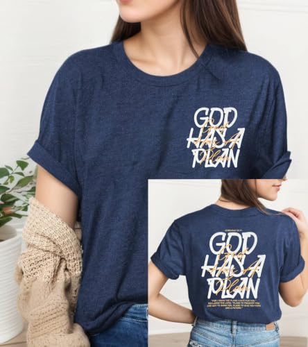 Christian Shirts for Women Religious Saying Tshirt Bible Verse Tee Tops - color: 02-dark Blue, size: Large