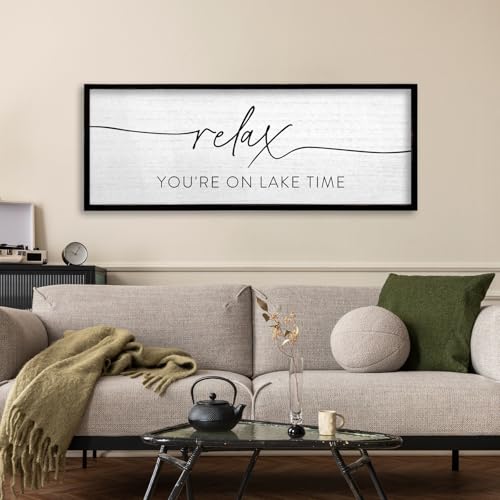 TQianJiang Relax You're On Lake Time Wall Decor, 40"×15", Black - color: Relax You're On Lake Time (Black), size: 40"L x 15"W