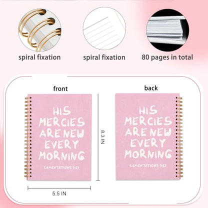 Pink Bible Note Taking Supplies Notebook Journal, Bible Study Notebook, Cute notebook, Bible Study Notebook Supplies Gifts Notebook for Teen Girls Student Teacher 5.5x8.3 inch - color: His mercies are new every morning