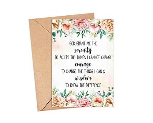 Emily gift Serenity Prayer Greeting Card - Blank Inside - 5 x 7 inches - Premium Cardstock - Includes Envelope