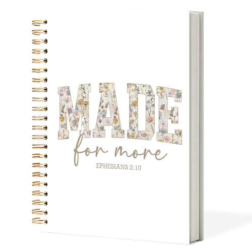Floral Made for More Christian Spiral Notebook Journal 5.5x8.3in, Christian Gifts for Women Faith, Religious Scripture Bible Prayer Hardcover Journal Notebook for Church Study Work Office - color: Floral Made for More Christian
