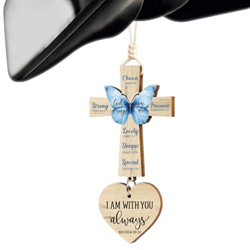 Christian Gifts for Men, Daily Bible Verse Cross for Car Mirror Hanging - color: God Says You Are