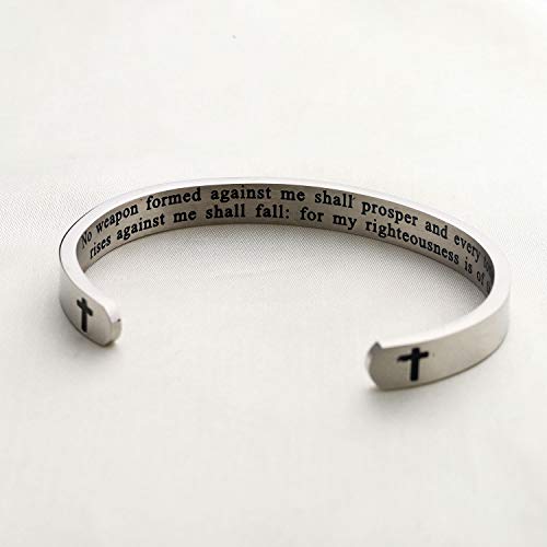 Gzrlyf Isaiah 54:17 Bracelet No Weapon Formed Against Me Shall Prosper Bracelet Religious Gifts - style: Cuff,Religious