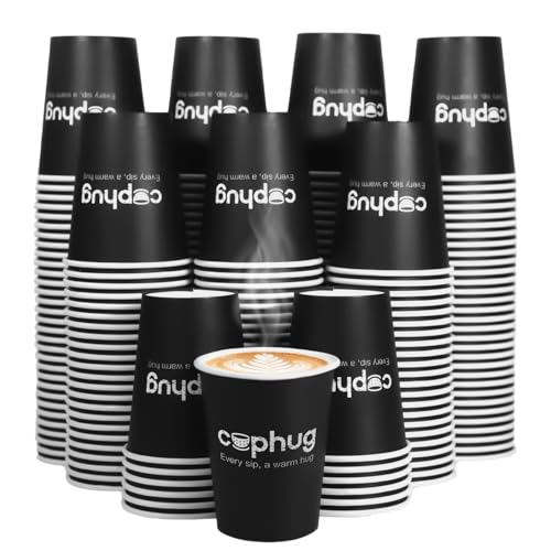 8oz Disposable Paper Coffee Cups, 300 Pack Small Hot Drink Cups for Beverage & Catering - color: Black, size: 8oz-300Pack