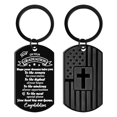 AXEN Christian Gifts for Men, Religious Keychain with Bible Verse Scripture for Dad, Son, Brother, Boyfriend - color: Graduation