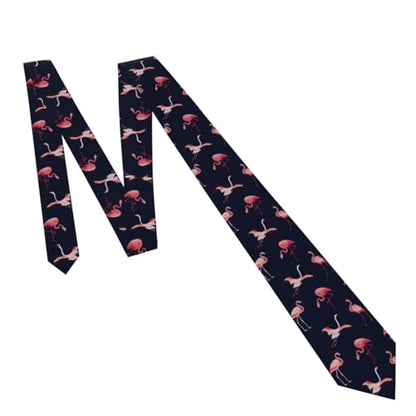 Men's Neckties, Novelty Printed Skinny Tie for Work Casual Party - color: Flamingo