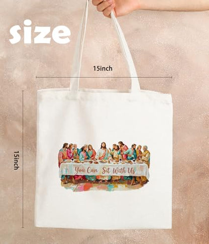 Christian Jesus Inspirational Canvas Tote Bag for Church Baptism - color: Jesus5