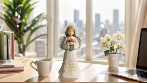 Retirement Angel Gifts for Women, Hand Painted Guardian Angel Figurines Happy Retirement Gifts for Nurses, Teacher, Coworkers - color: Retirement Blessing Angel