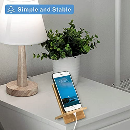 Bamboo Phone Stand Holder Adjustable Folding Phone Stand with Chargeable Hole for Desk - style: Phone Stand A