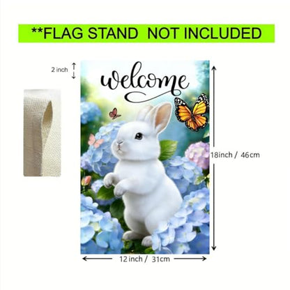 Spring Summer Bunny Welcome Garden Flag 12x18 Double Sided Burlap - color: Spring 12x18 Inch, size: 12x18 Inches