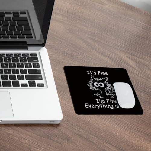 hold fizz Funny Black Cat Mouse Pad, Small Cute Cat Mouse Pads for Desk, Mouse Mat Square Non-Slip Rubber Base Gaming Mousepad for Desk Computer Laptop Office, 9.5x7.9 Inch - color: Black Cat