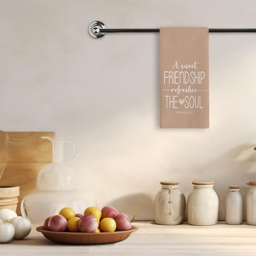 TNUW Christian Gifts Kitchen Towels 16x24In, Religious Friendship Gifts for Women, Hand Tea Towels for Kitchen Bathroom Decor (Light Brown Powder) - color: Light Brown Powder