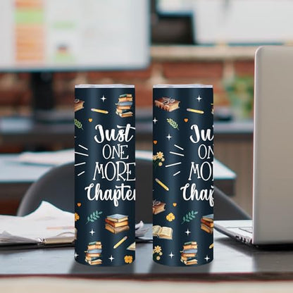 Book Lover Gifts for Women, 20 Oz Just One More Chapter Tumbler - color: Chapter