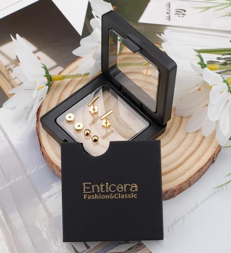 Enticera 14K Gold Stud Earrings for Women 20g Leaf Cross Bar Handmade Flat Back Earrings Hypoallergenic Nap Screw Back Cartilage Earrings Tragus Helix Piercing Jewelry - color: Gold Tone, style: Bar
