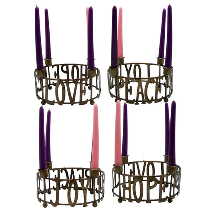 Needzo Hope, Peace, Joy, and Love Tabletop Advent Wreath Candle Holder, Traditional Christmas 2024 Decorations, 8 Inches Diameter, Candles Not Included
