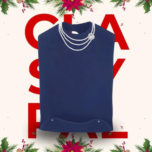 Adult Bibs for Women, Wipe ‘n Wear™ Clothing Protectors for Eating, Senior Adult Bib Crumb Catcher, Waterproof, Reusable, Washable (Pearl Necklace) - size: 1 Pack