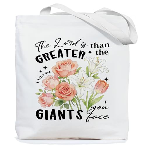 Chicimln Christian Goose Tote Bag, off to Praise the Lord Bible Verse Canvas Tote Bags - color: White 04