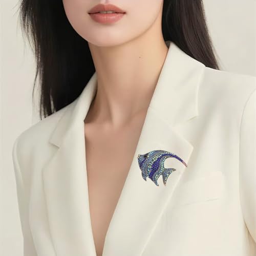 Brooch Pins For Women Fashion Elegant Brooches Lapel Badges Coat Sweater Scarves Shawl Dress Accessory Wedding Party Prom Jewelry - color: Blue - Fish Brooch